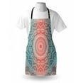 thumbnail image 3 of Coral and Teal Apron Modern Tribal Mandala Tibetan Healing Motif with Floral Geometric Ombre Art, Unisex Kitchen Bib Apron with Adjustable Neck for Cooking Baking Gardening, Coral Teal, by Ambesonne, 3 of 3
