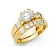 thumbnail image 2 of 14k Solid Italian White Gold 1.40 ct CZ Baguette Wedding Ring Duo Set, 2 of 2