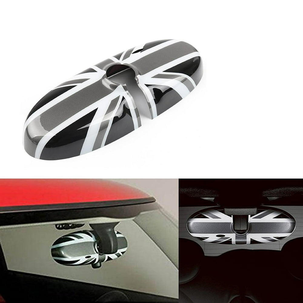 Xotic Tech Black Grey Union Jack UK Flag Rear View Mirror Cover For
