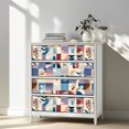 thumbnail image 3 of Peel and Stick Wallpaper Contact Paper Boho Floral Navy Pink Orange Geometric Shapes Abstract Patterns Self Adhesive and Removable 17.7in x 118in, 3 of 8