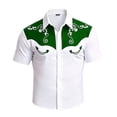 thumbnail image 4 of Gunia Western Cowboy Shirts For Men Short Sleeve Button Down Shirt Casual Blouse Breathable Summer Tops Men T Shirts Green Xl, 4 of 4