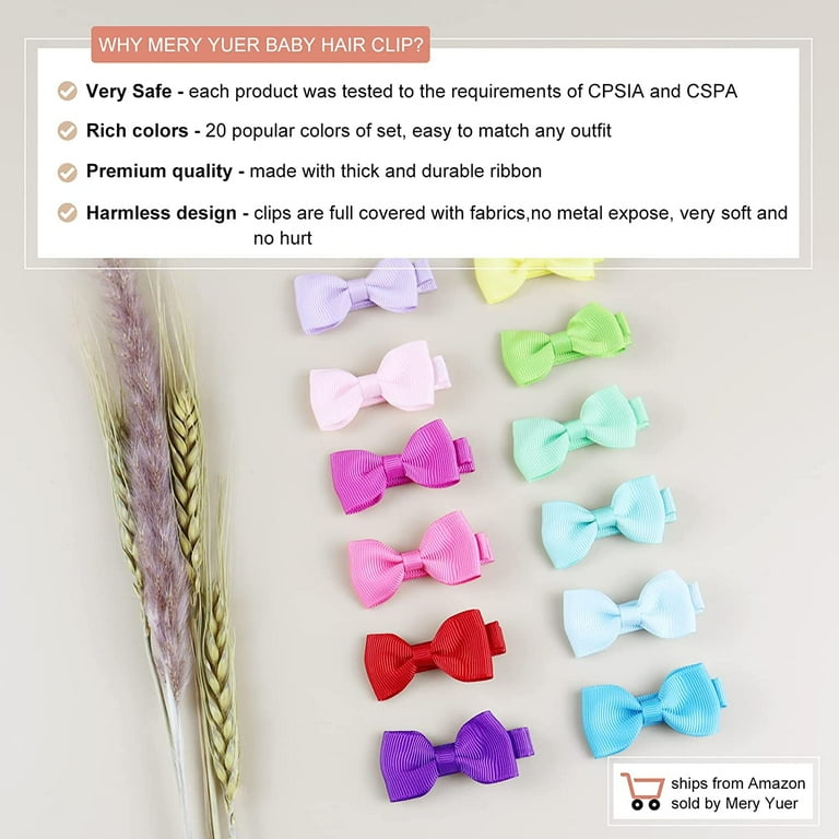 Zoizocp Baby Hair Clips Baby Barrettes Hair Bows for Girls Fully Lined Hair Pins Alligator Clips Hair Accessories for Baby Girls Infants Toddlers