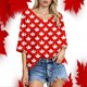 thumbnail image 2 of Tops de verano para tallas grandes: cuello redondo, estampado gráfico, comodidad informal, lavables a máquina, S-XXL, 2 of 5
