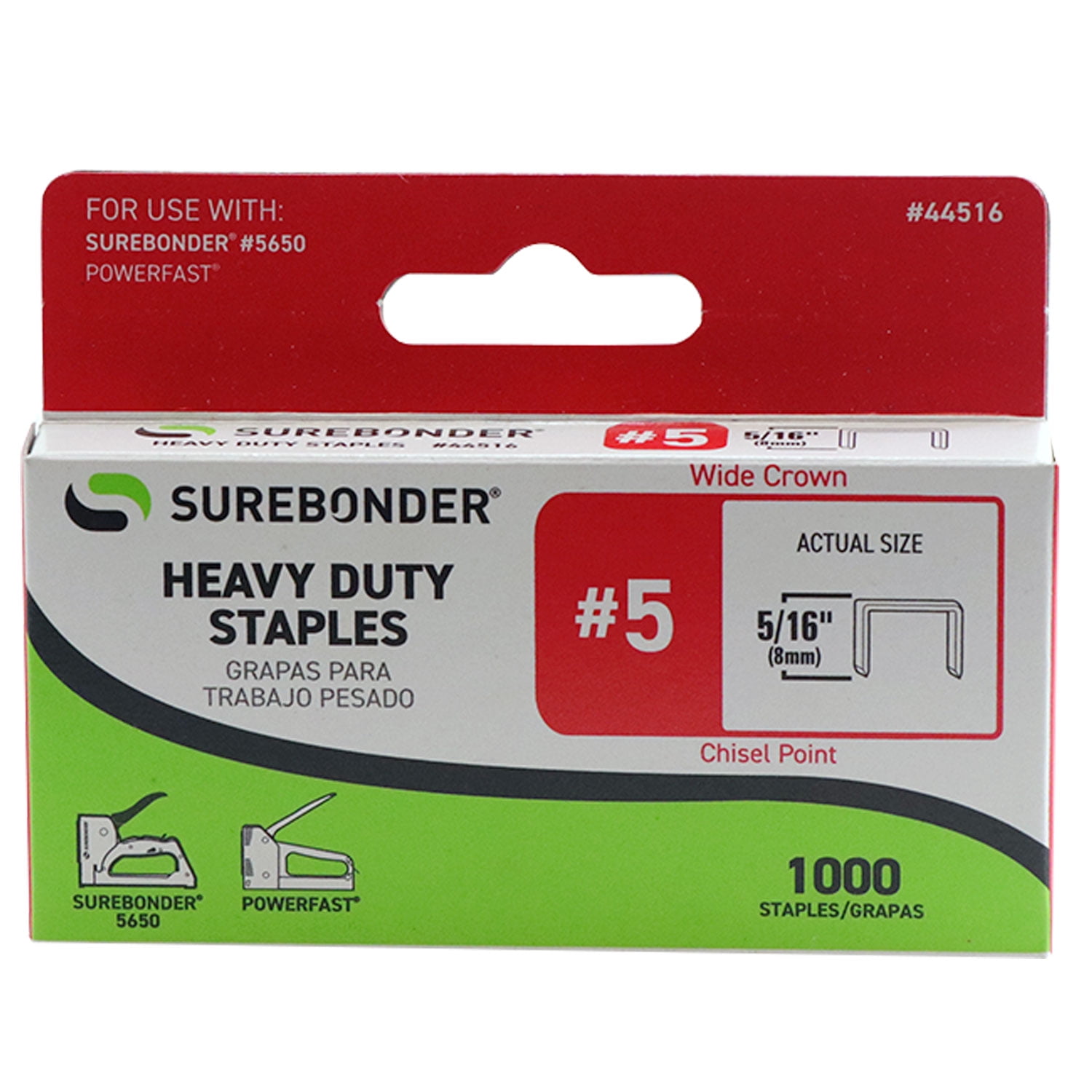 5 Heavy Duty Wide Crown Staples 5/16" 1000 ct.