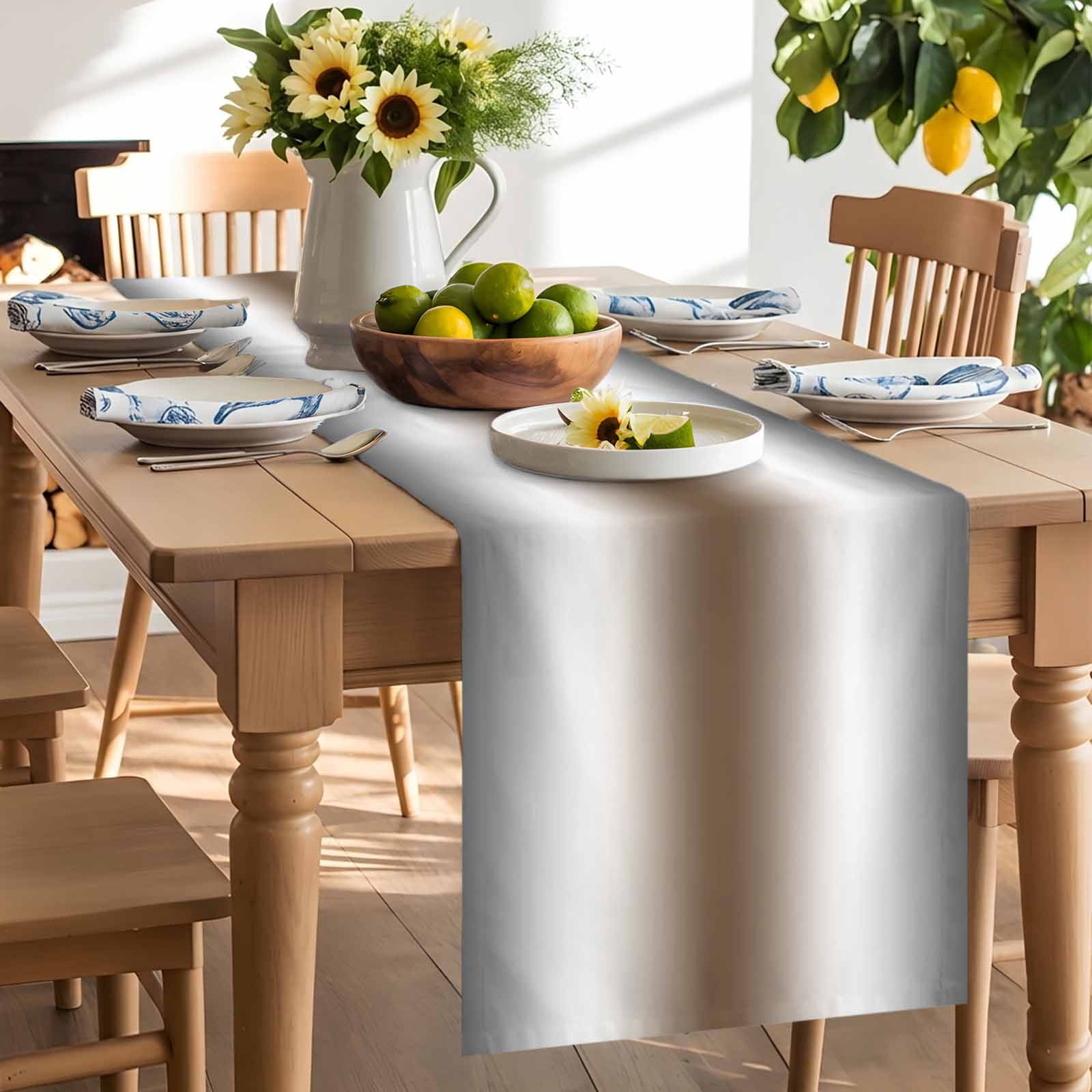 Farm Rustic Brown Grey Color Ombre Table Runner 90 Inches Long, Minimalist Gradient Art Table Runners Tabletop Scarf Kitchen Dining Tables Decoration for Home Party Indoor Outdoor