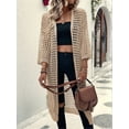 thumbnail image 3 of Gdvsclr Women'S Hollow Out 3/4 Sleeve Open Front Knit Cardigan Long Sweater Tops  M, 3 of 7