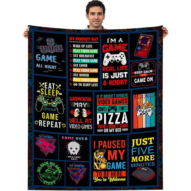 LHSHID Gaming Blanket for Men Teen Gifts for Gamer Video Game Lover Throw Blanket Gamer Gift Blanket for Couch Sofa 1 60x80in