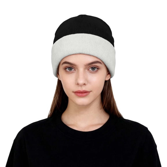 Fgnfyis Soft Comfortable Unisex Ribbed Knit for Autumn and Winter Fashion Versatile Hats for Men and Women Edge Black