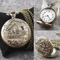 thumbnail image 4 of Unisex Vintage Train Embossment Case Rib Chain Analog Quartz Pocket Watch, 4 of 6