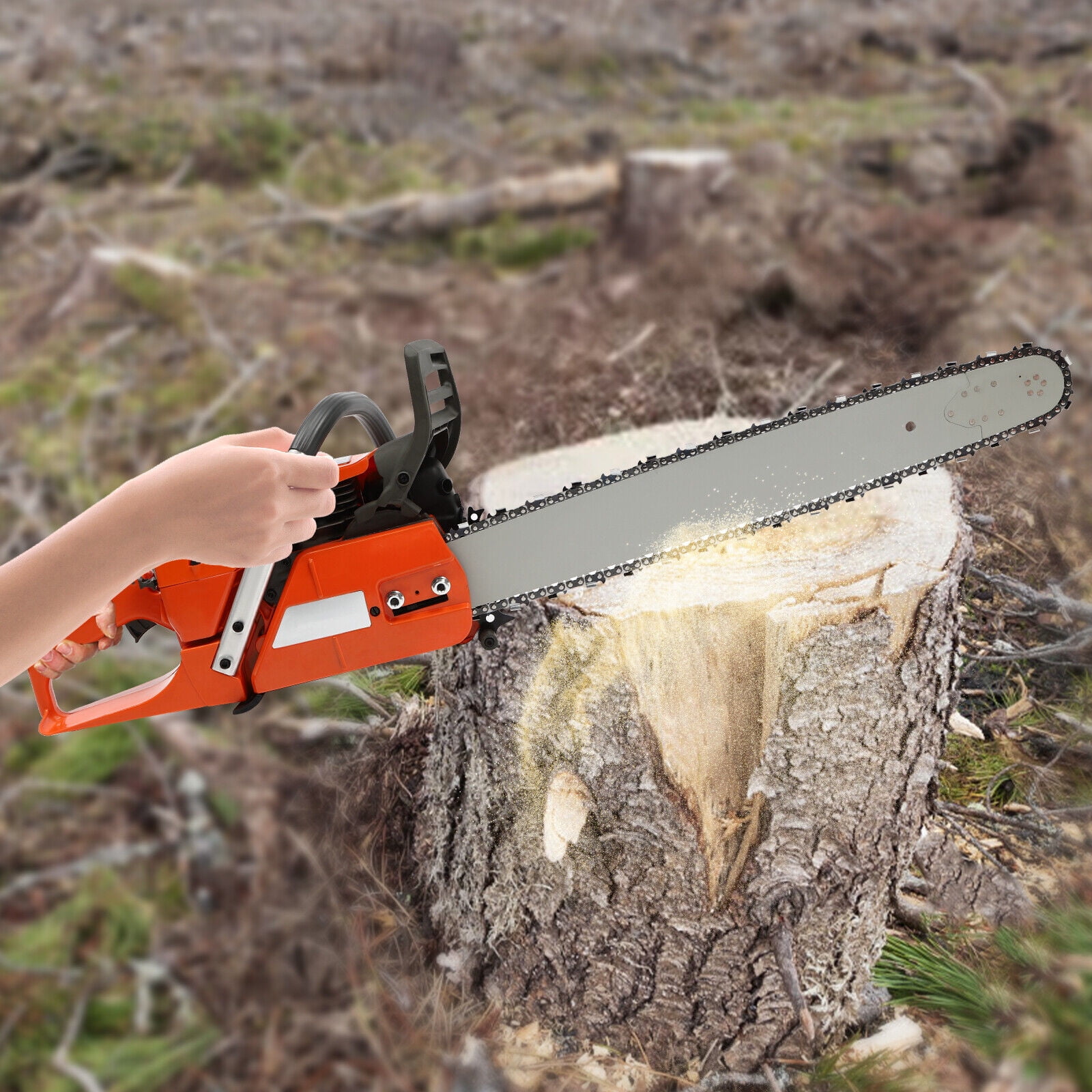 Gas Chainsaw Power Chain Saw with 24" Guide Bar Handheld Cordless Petrol Chain Saw