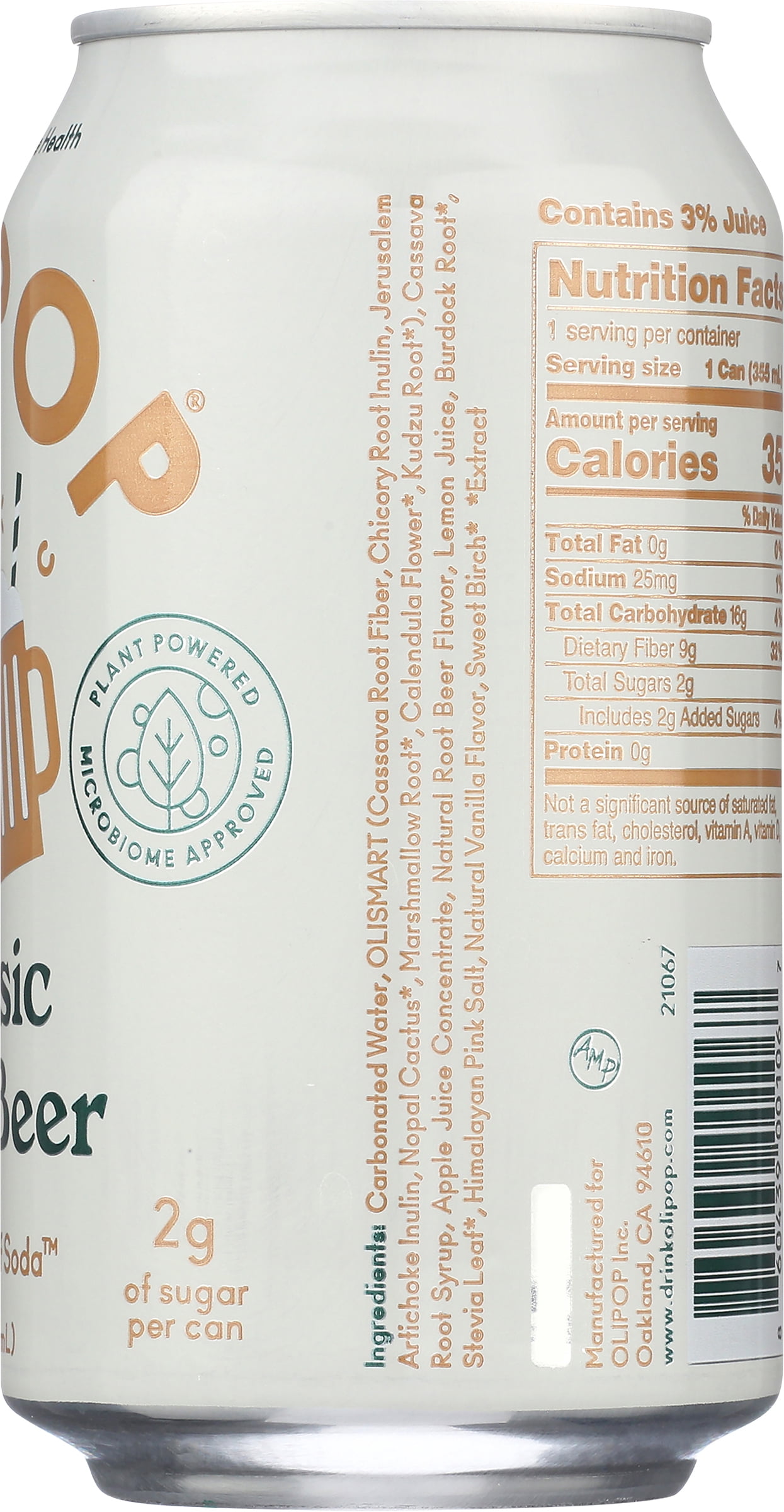 Olipop Prebiotic Soda Pop, Classic Root Beer, High Fiber, 12 fl oz 12 Pack
