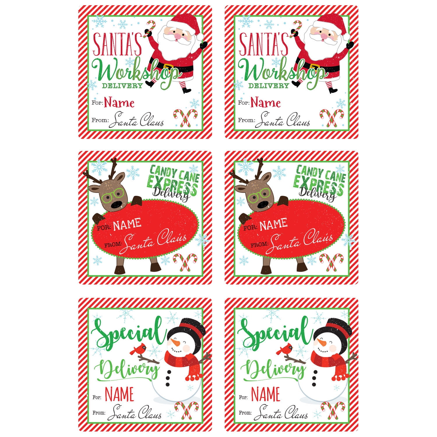 Candy Cane Express Personalized Gift Sticker Set