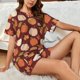 thumbnail image 4 of Fotbe Happy Thanksgiving Day Conjunto de Pijama Estampado para Mujer, 2 Piezas, Ropa de Dormir con Camiseta de Manga Corta y Shorts Suaves-Small, 4 of 6