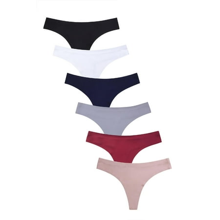 Sofra Ladies No Show Thong Panty Pack of 6  Multi 1  Size: L