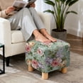 thumbnail image 4 of TSOVTHRID Vintage Peony Flower Print Ottoman Cover Square Slipcovers, Stretch Footrest Stool Cover for Ottoman Square, Soft Foot Stool Covers Protector with Nonslip Elastic Bottom, 4 of 7