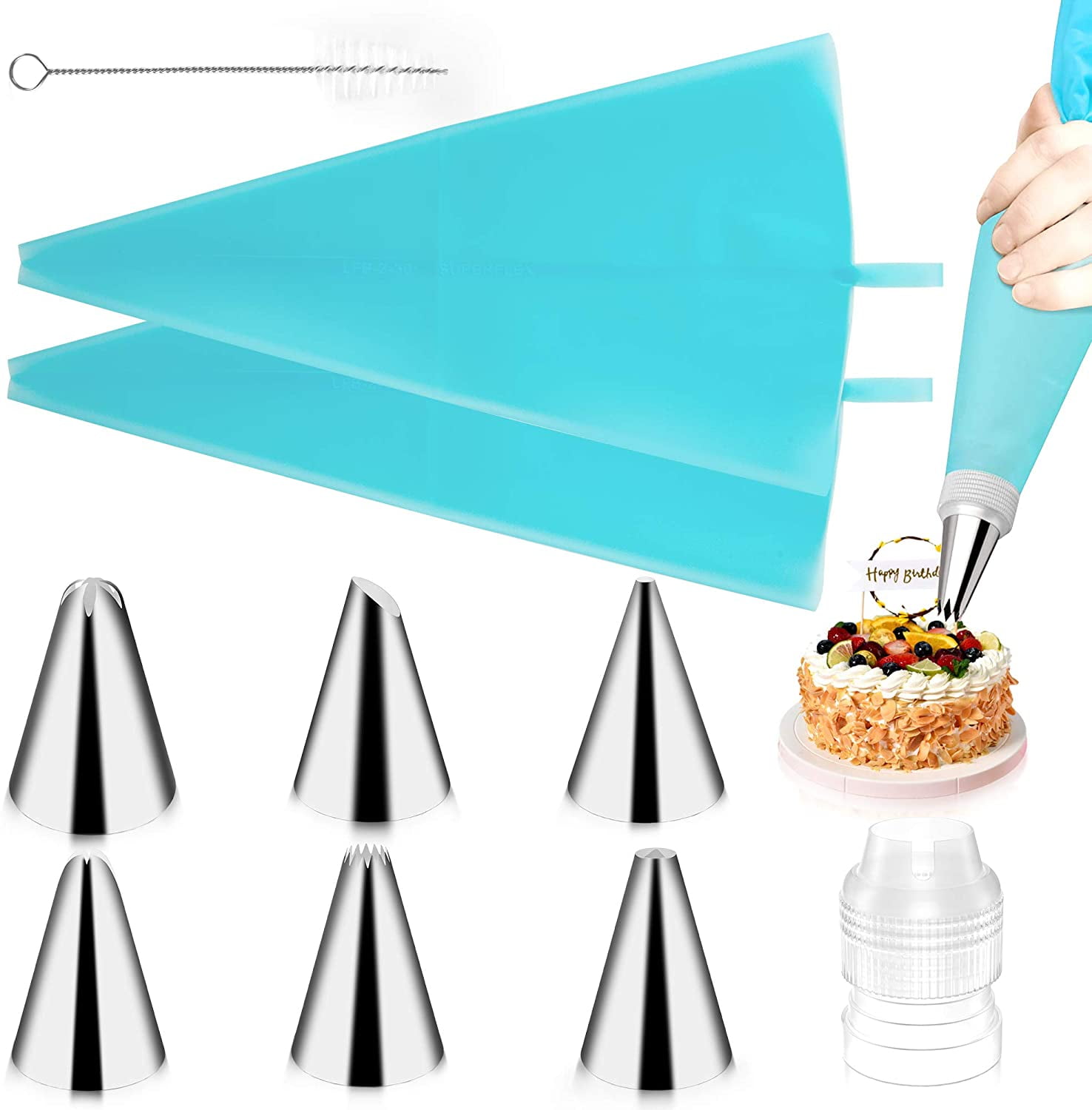 Cake Piping Nozzles 48 Pieces/Stainless Steel Emergency Nozzle Set,Cake Decorating Nozzle Set for Cake Baking Tools,Desserts 