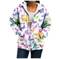 thumbnail image 7 of zaveiop Womens Oversized Hoodies Floral Butterfly Print Full Zip Long Sleeve Fall Sweatshirt Workout Drawstring Jackets with Pockets (Z2-Pink, M), 7 of 7