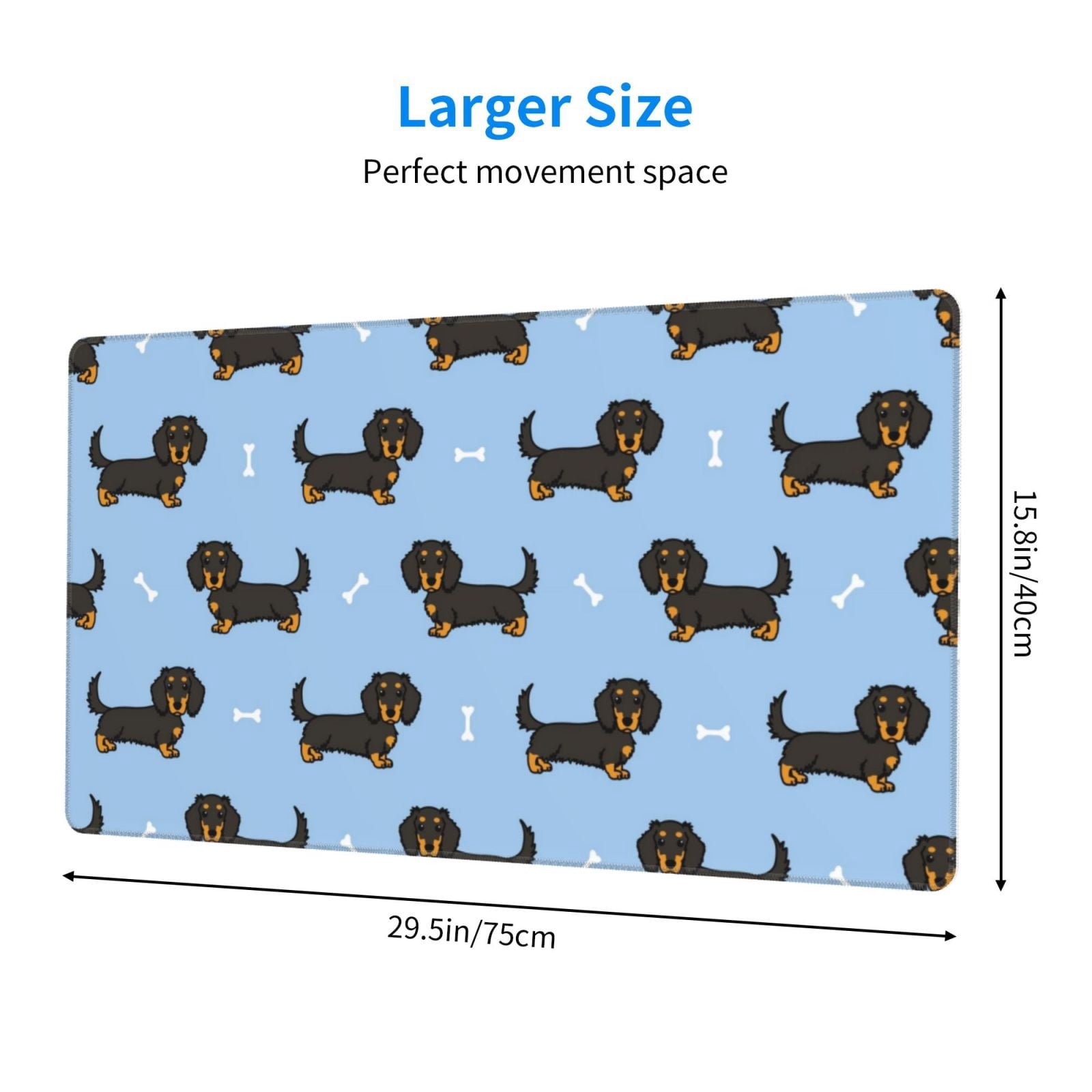 Kdxio Dachshund Dog Print Large Gaming Mouse Pad,Non-Slip Base,Water Resist Keyboard Pad for Gamer,Office & Home,29.5 x 15.8 in