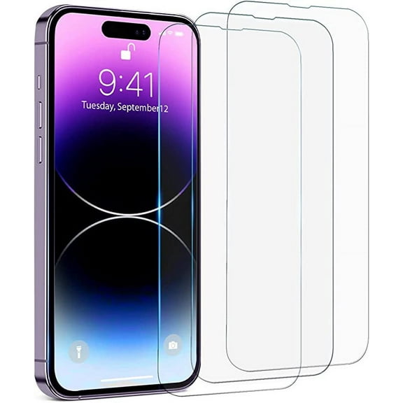 Entronix Clear Tempered Glass Screen Protector for Apple iPhone 14 Pro, Anti-Scratch, Anti-Fingerprint, Bubble Free Tempered Glass Film, 3-Pack