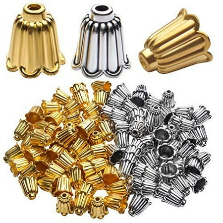 Bead Caps Accessories, 100pcs Flower Spacer Bead Caps Antique Alloy Cone Bead Caps Tassel Ends Cap Jewelry for Bracelet Necklace Earring Crafts Making