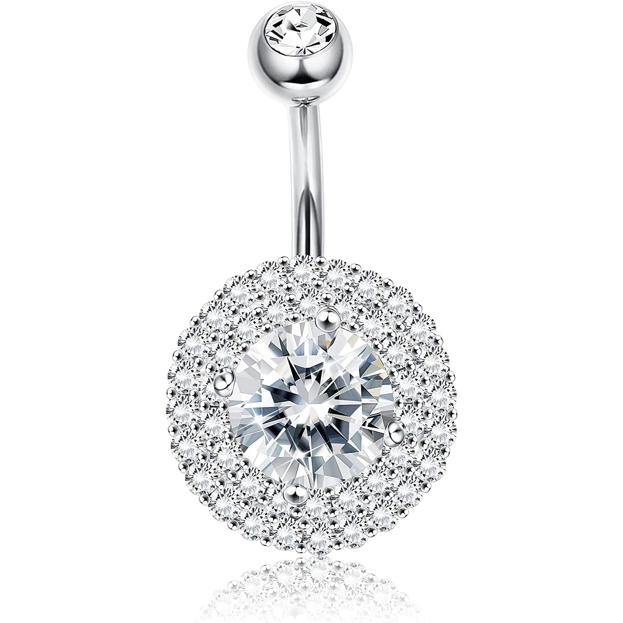 Cubic zirconia belly bar deals