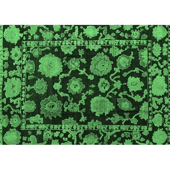 Ahgly Company Indoor Rectangle Oriental Emerald Green Traditional Area Rugs, 4' x 6'