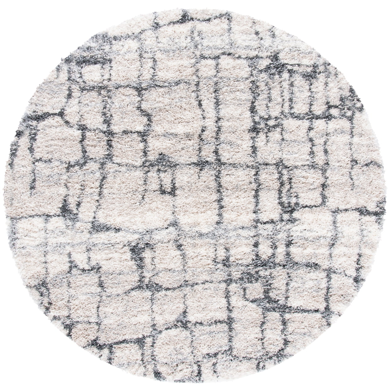 SAFAVIEH Fontana Daphne Block Shag Area Rug, Ivory/Grey, 11' x 15'
