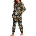 thumbnail image 2 of FOR U DESIGNS Black Sunflower Ladies Pajamas Sets Drawstring Pajama 2 Pack Size M Pjs Lightweight Lounge Set with Pockets Sleepwear Long Sleeve Tops and Pants, 2 of 6