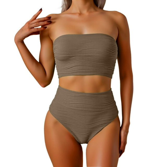 Women's Swimwear Tankini Set Adjustable Straps Ruffle Design Beach Cover Up Outfit Summer Swim Suit Two Piece Bikini Alternative