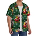 thumbnail image 2 of Goofa Vintage Santa Skiing Green Plaid Printed Men's Casual Short-sleeved Shirt,Lightweight Breathable Button-down,Summer Casual men's top,Versatile Fashion shirt-Small, 2 of 7