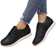 thumbnail image 3 of Womens Shoes Casual Sequined Rhinestone Elastic Casual Shoes Thick Soled Fish Mouth Shoes Womens Sneakers, 3 of 9
