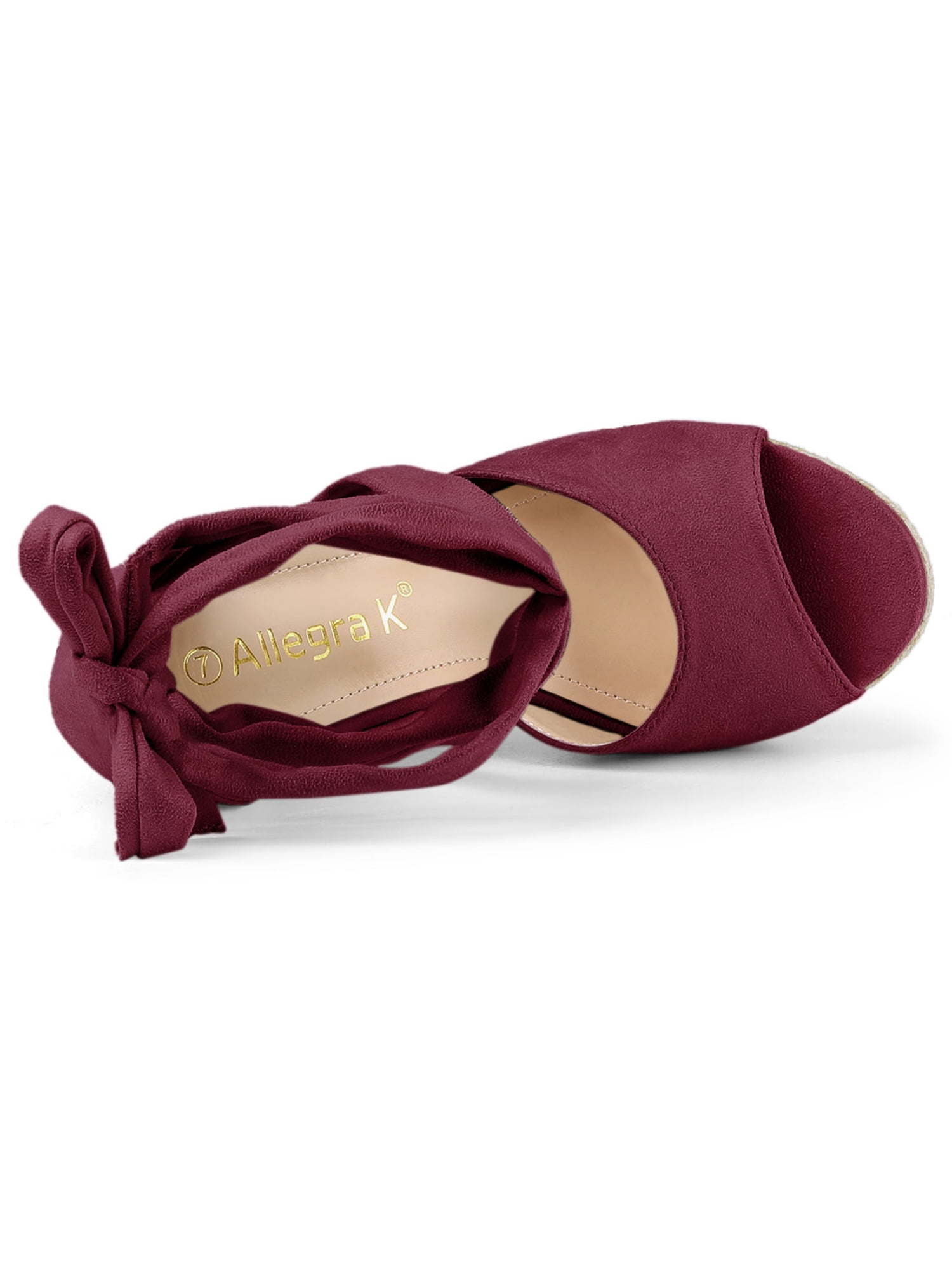 DARING DIVA Women's Lace Up Espadrilles Platform Wedges Sandals Burgundy 10