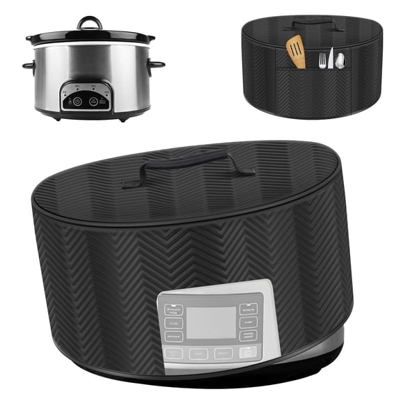 Austok Slow Cooker Cover Oilproof Aluminum Foil Lining Appliance Dust Cover with Pocket and See Through Window for 6 7 8L Slow Cooker