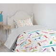 thumbnail image 4 of Ambesonne Dog Lover Quilted Bedspread Set 2 Pcs, Cartoon Dachshund, Twin Size, Multicolor, 4 of 6