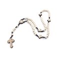thumbnail image 2 of 2 uds Rosario de madera cuentas Rosario Católico collar de crucifijo hecho a mano joyería religiosa blanco, 2 of 5