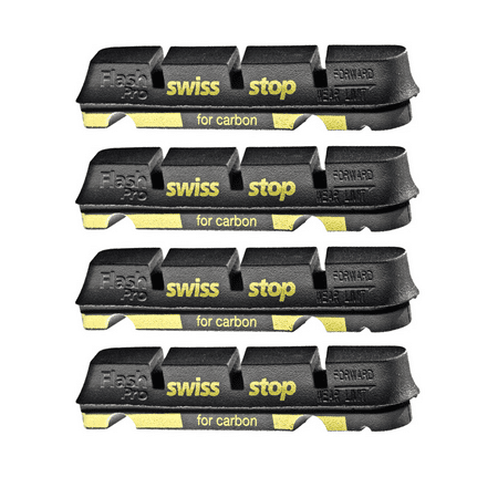 SwissStop FlashPro Set of 4 SRAM/Compatible with Shimano Rim Brake Inserts, Black Prince Compound