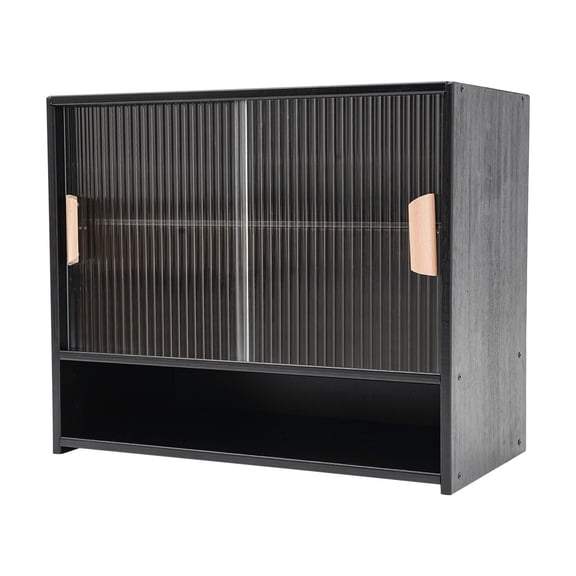 Modern Freestanding Bamboo Storage Cabinet, Push-Pull Door Design for Kitchen Living Room Bedroom