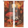 thumbnail image 3 of Fall Mushroom Raccoon Sheer Curtains 96 Inches Long 2 Panels Set, Window Sheer Curtains for Living Room/Bedroom, Red Orange Autumn Maple Leaf Light Filtering Rod Pocket Curtain 52'' x 96'' x 2, 3 of 7