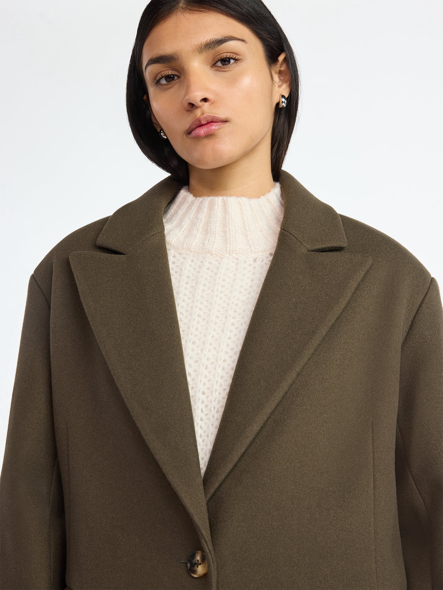 Scoop Women's and Women's Plus Oversized Faux Wool Coat, Heavyweight, Sizes XS-4X
