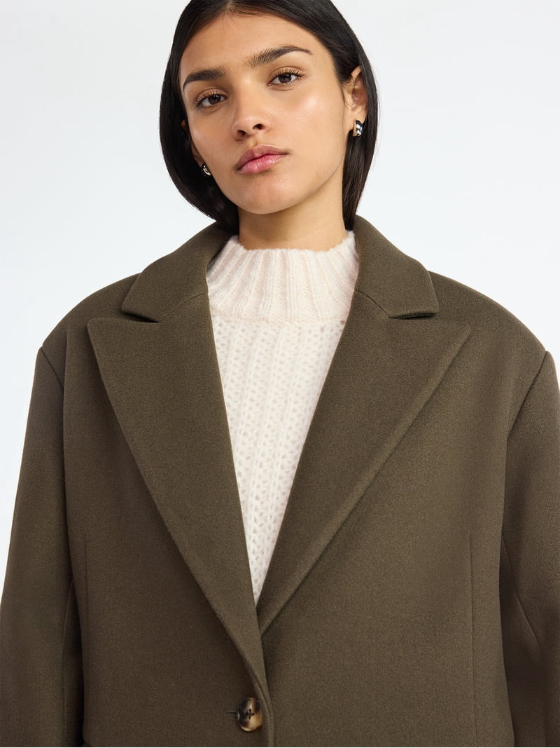 Scoop Women's and Women's Plus Oversized Faux Wool Coat