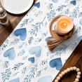 thumbnail image 3 of Valentine's Day Blue Table Runner 72 Inches, Spring Love Leaves Botanical Bed Runner Dresser Scarves Tabletop for Indoor Outdoor Parties/Ceremony/Banquet, 14" x 72", 3 of 8