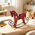thumbnail image 4 of Distressed-style Wooden Rocking Horse Ornament -style Tabletop Decor Nostalgic Bookshelf Accessory Handcrafted Piece And Holiday Gift, Farmhouse Garden Home Office Desk Decor, 4 of 6