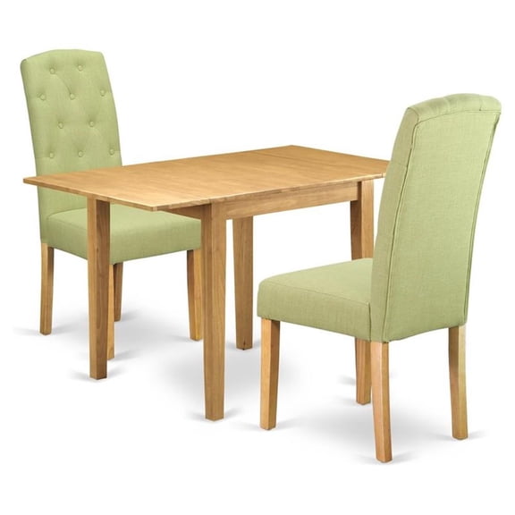 East West Furniture Norden 3-Piece Wood Dining Set in Oak/Lime Green