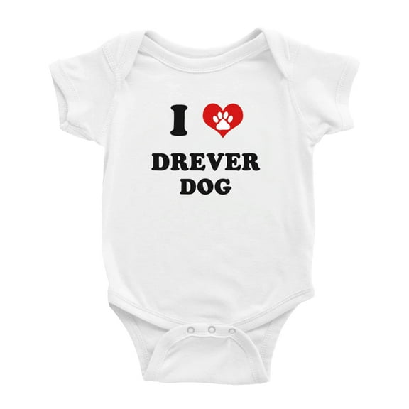 I Heart Drever Dog Funny Baby Bodysuits Unisex (White, 0-3 Months)