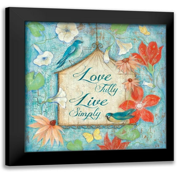 Tava Studios 12x12 Black Modern Framed Museum Art Print Titled - Love Fully