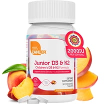 Zahler Junior Vitamin D3   K2 Chewable Tablets for Kids, 2000 IU, 90 Count, Vitamin D3, Immune Support, Healthy Bones & Teeth, Kosher