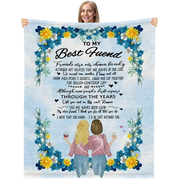 Best Friend Blanket Birthday Gifts for Women Love Quilt for Bestie Blanket Super Soft Fleece Throw Blankets - BFF Galantine''s Day Gifts Long Distance Friendship Birthday Gift for Her 60"x 50"