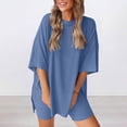 thumbnail image 2 of GILIGEGE Summer Sets Women 2 Piece Outfits Women's Two Piece Set 2025 Summer Casual Oversized Shirts Biker Shorts Matching Travel Outfit Matching Summer Lounge Sets Blue L, 2 of 6