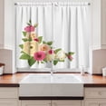 thumbnail image 2 of Ambesonne Flowers Kitchen Curtains, Ranunculus and Roses Design, 55"x39", Pink Cream Olive Green, 2 of 3