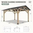 thumbnail image 5 of 11‘x13’ Outdoor Patio Wooden Gazebo - Cedar Solid Wood Gazebo with Galvanized Steel Roof, Wooden Frame, Pavilion for Lawns, Beach, Patio, Garden (11X13FT), 5 of 6